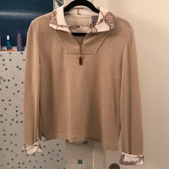 St. John Sport by Marie Gray Sweaters - EUC St. John Sport Quarter-Zip Sweater with Contrast Collar and Cuffs, Size S